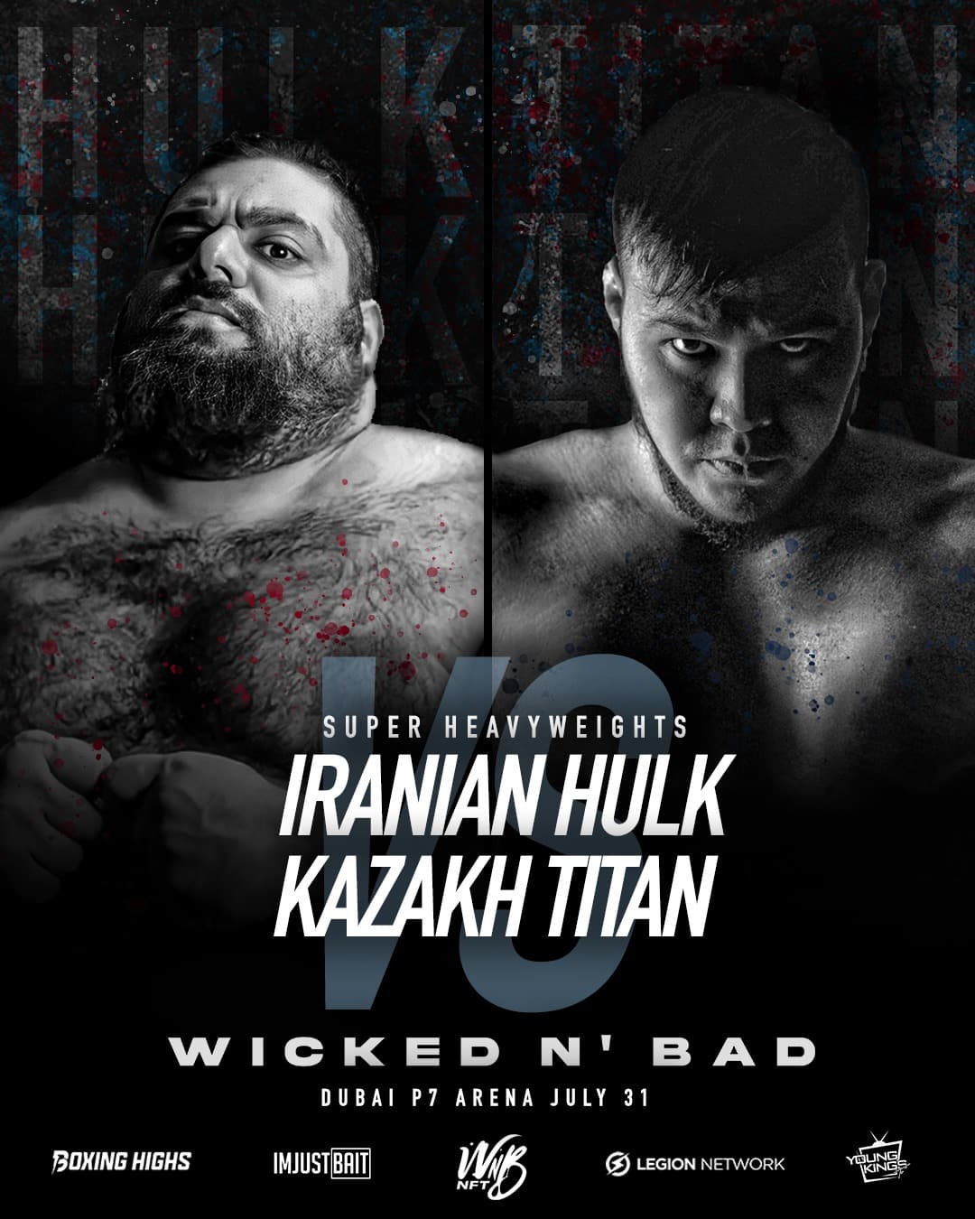Wicked N’ Bad Dubai arena fight between the Iranian Hulk and Kazakh Titan - Boxing Image